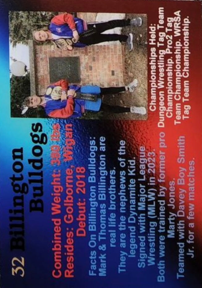 Billington Bulldogs trading card PW Catalog