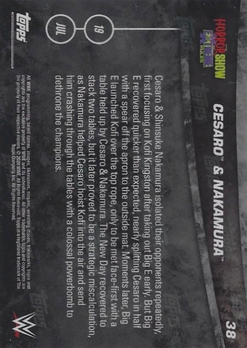 Cesaro & Nakamura Win the Smackdown TAG Team Championship in a Tables Match trading card PW Catalog