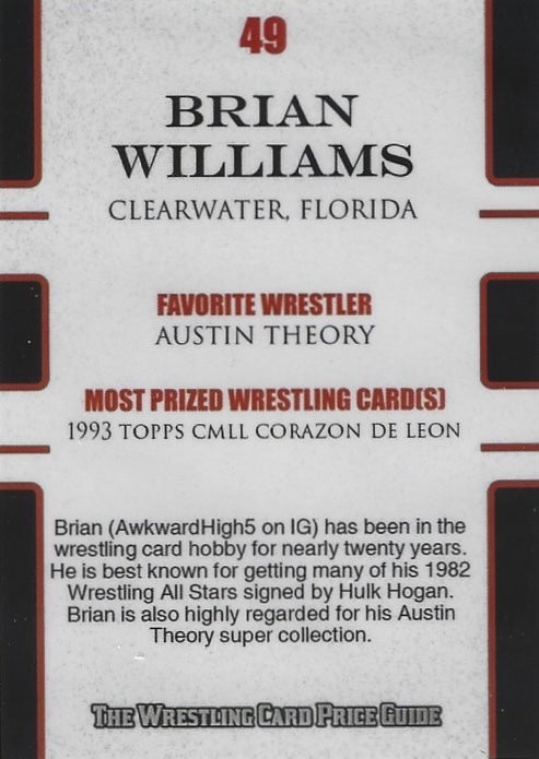 Brian Williams trading card PW Catalog