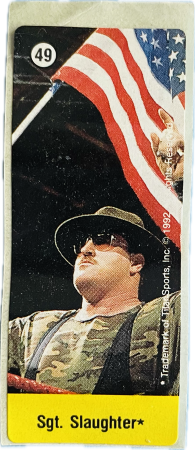 WWF Dunkin Bubble Gum Stickers (1992) No. 49 Sgt. Slaughter PW Catalog