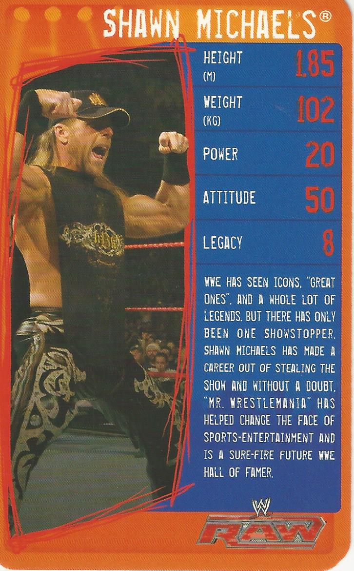 WWE Top Trumps Specials 2009 Shawn Michaels trading card PW Catalog