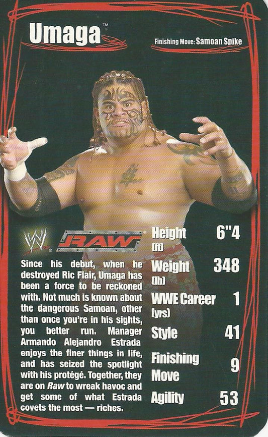 WWE Top Trumps 2006 Superstars 2 Umaga trading card PW Catalog