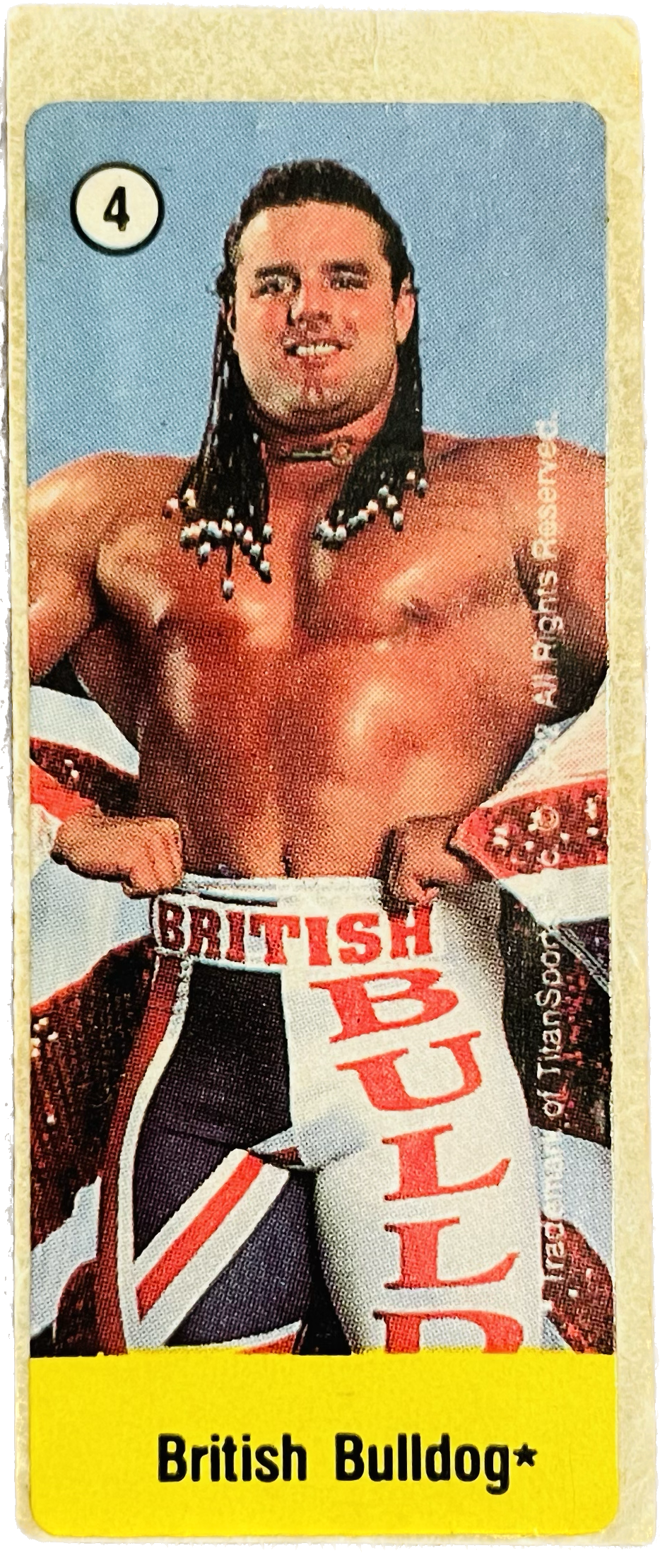 WWF Dunkin Bubble Gum Stickers (1992) No. 4 British Bulldog PW Catalog