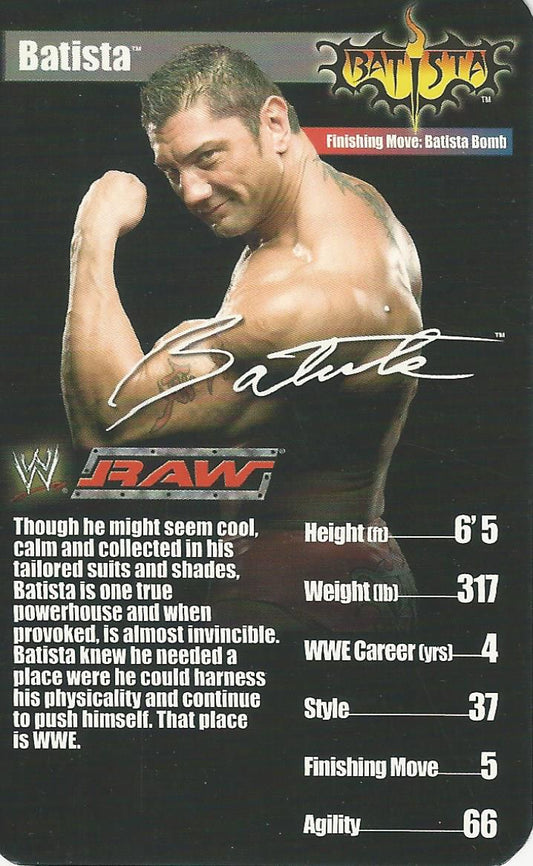 WWE Top Trumps Superstars 1 2005 Batista trading card PW Catalog