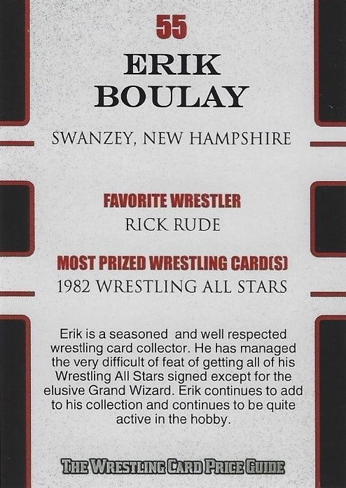 Erik Boulay trading card PW Catalog