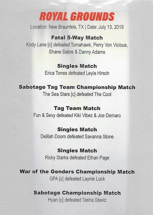 Royal Grounds trading card PW Catalog
