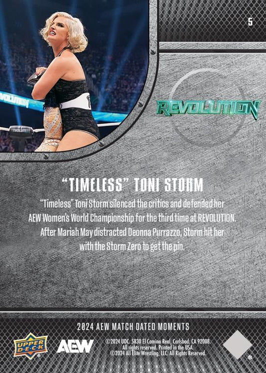 “Timeless” Toni Storm – “Timeless” Toni Storm Defeats Deonna Purrazzo to Continue HER Reign AS AEW Women’s World Champion trading card PW Catalog