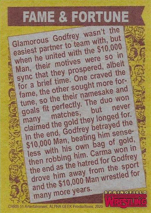 Fame and Fortune – Glamorous Godfrey / $10,000 Man trading card PW Catalog