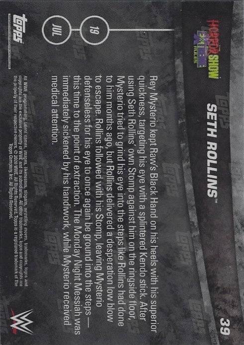 Seth Rollins Wins the First-Ever Eye for an Eye Match trading card PW Catalog