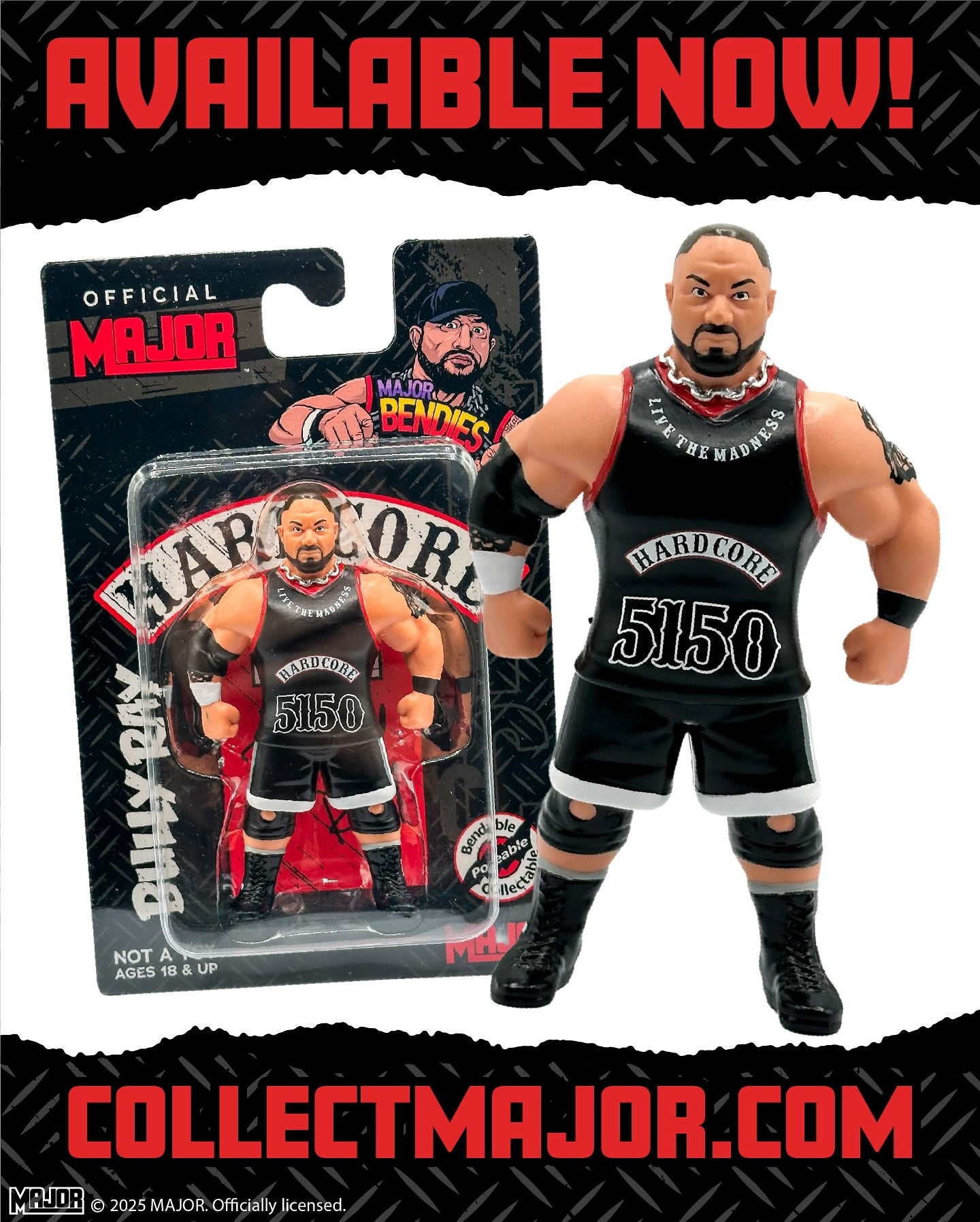 Major Wrestling Figure Podcast Major Bendies Limited Edition 1-300 Bully Ray Action & Toy Figures PWcatalog