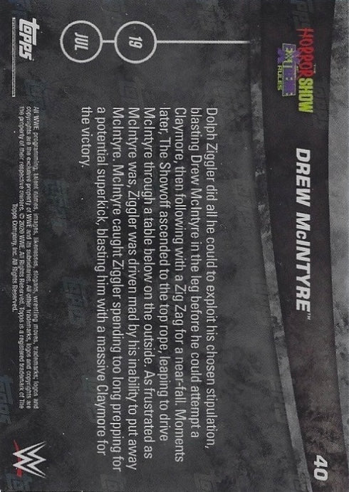 Drew Mcintyre DEF. Dolph Ziggler to Retain the WWE Championship trading card PW Catalog