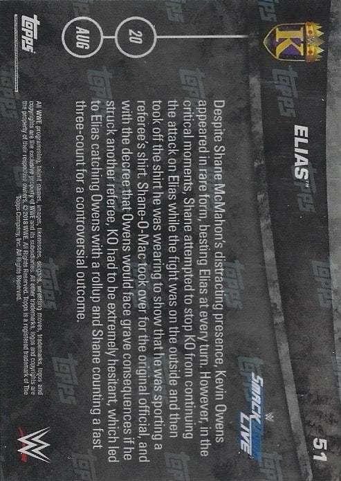 Elias DEF. Kevin Owens in King of the Ring First Round Match trading card PW Catalog