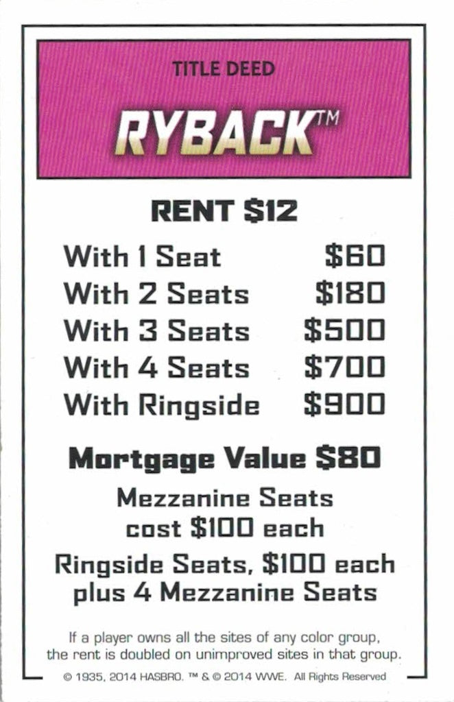 Ryback trading card PW Catalog