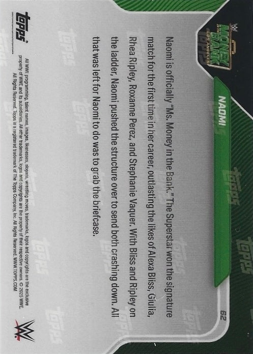Naomi 2025 Women’s Money in the Bank Winner trading card PW Catalog