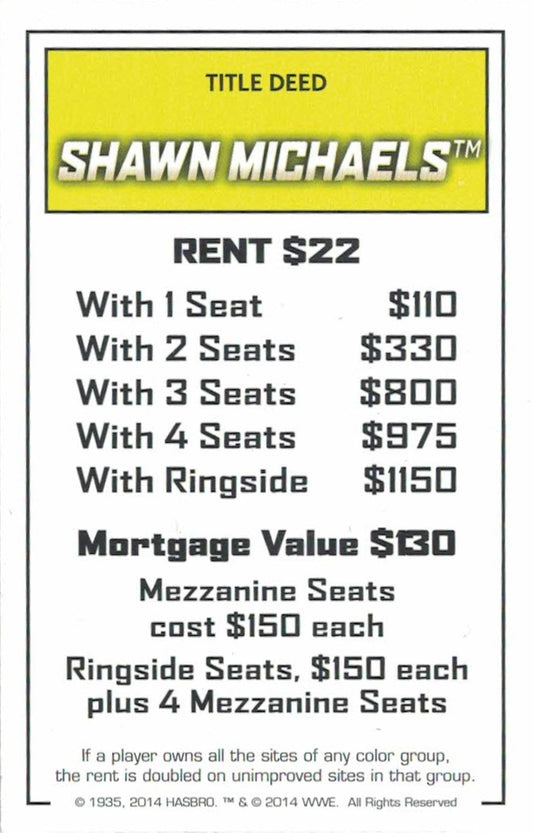 Shawn Michaels trading card PW Catalog