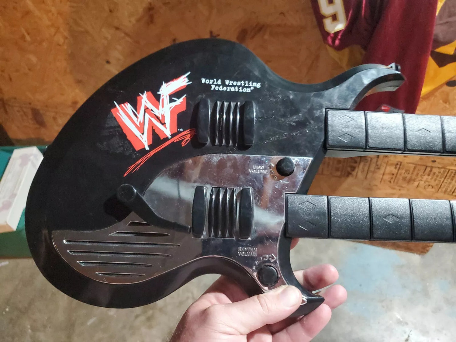 WWF Double Neck Guitar 1999 by DSI Toys PWcatalog