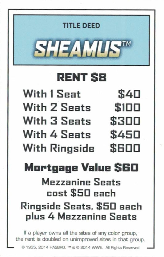 Sheamus trading card PW Catalog