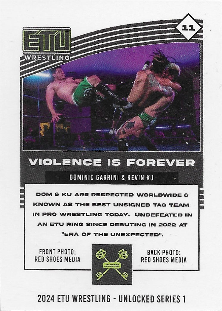 Dominic Garrini & Kevin KU Violence IS Forever trading card PW Catalog