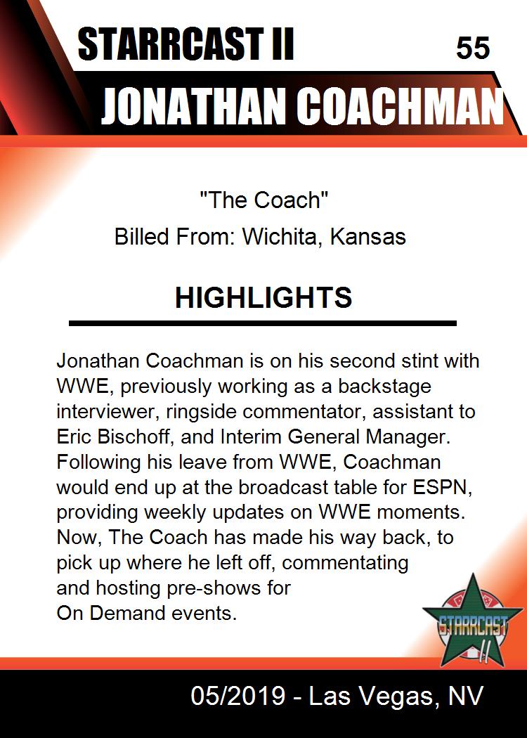 Jonathan Coachman trading card PW Catalog