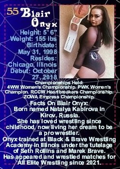 Blair Onyx trading card PW Catalog