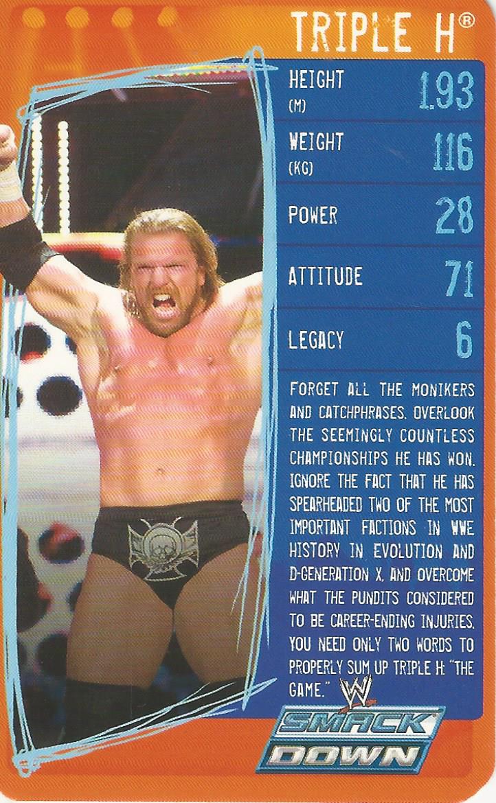 WWE Top Trumps Specials 2009 Triple H trading card PW Catalog