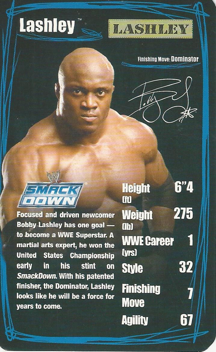 WWE Top Trumps 2006 Superstars 2 Bobby Lashley trading card PW Catalog