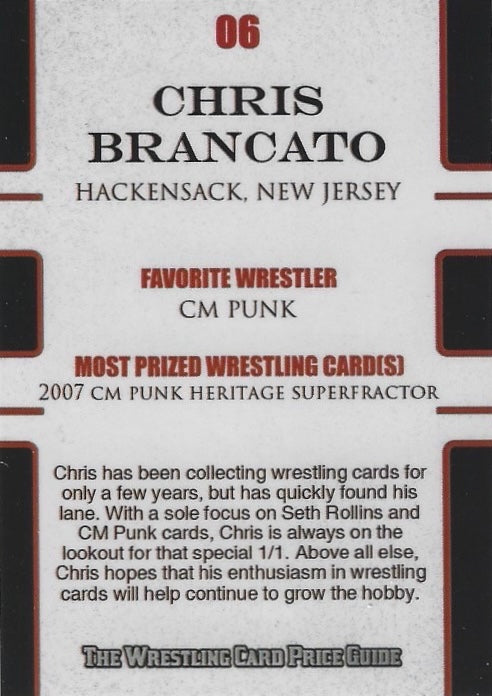 Chris Brancato trading card PW Catalog