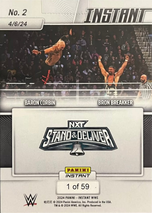 Baron Corbin / Bron Breakker – the Wolf Dogs Retain the NXT TAG Team Championships trading card PW Catalog