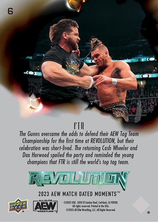 FTR – Cash Wheeler and DAX Harwood Made Their Return at Revolution to Confront the AEW World TAG Team Champions, the Gunns trading card PW Catalog