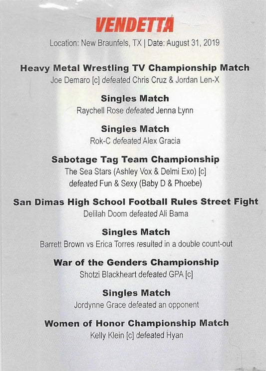 Vendetta trading card PW Catalog
