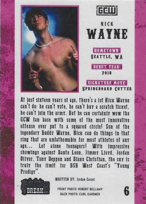 “LIL’ Wayne” Nick Wayne trading card PW Catalog