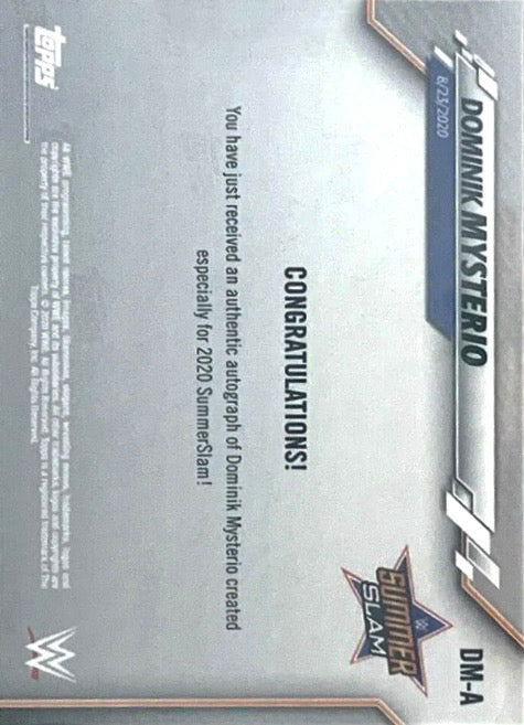 Dominik Mysterio trading card PW Catalog