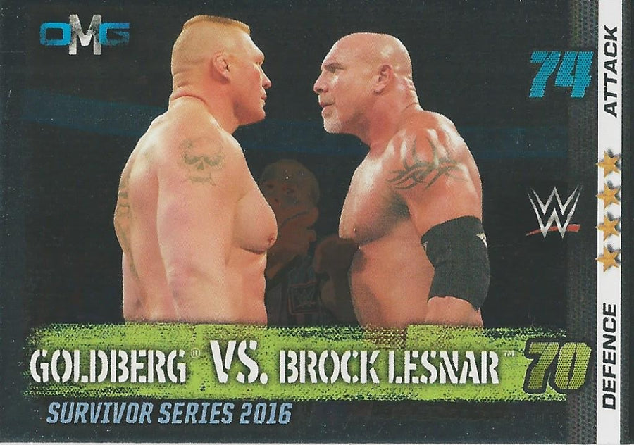 WWE Topps Slam Attax 10th Edition 2017 Goldberg vs. Brock Lesnar #60