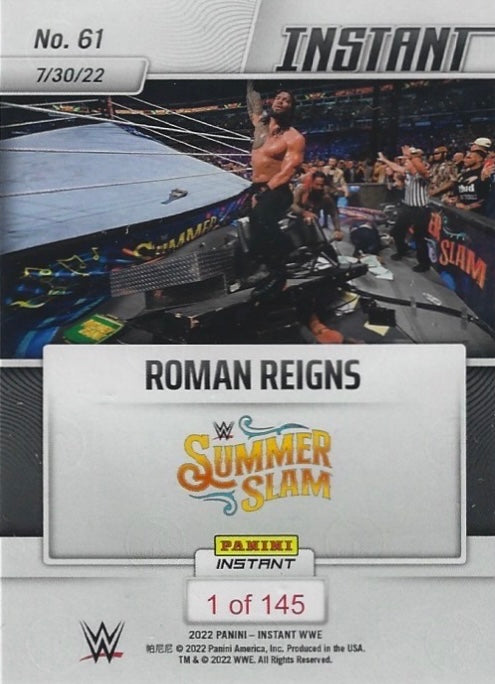 Roman Reigns – Roman Reigns Retains in Chaotic Main Event trading card PW Catalog