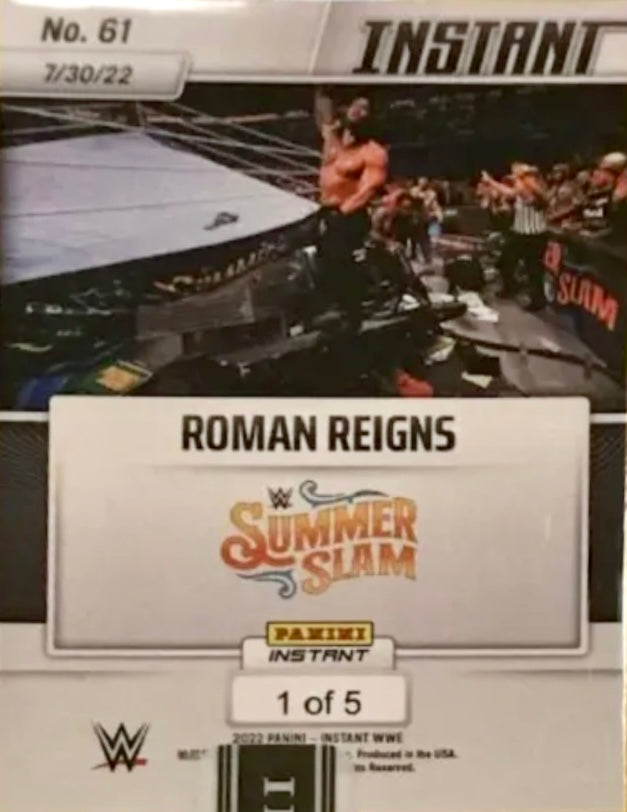 Roman Reigns – Roman Reigns Retains in Chaotic Main Event trading card PW Catalog