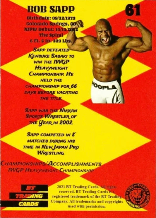 BOB Sapp trading card PW Catalog