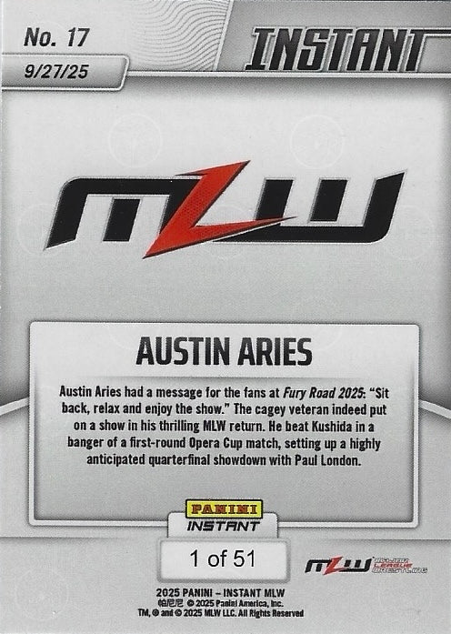 Austin Aries – Austin Aries Puts on Show at Fury Road 2025 trading card PW Catalog
