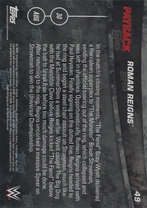Roman Reigns Wins the Universal Championship trading card PW Catalog