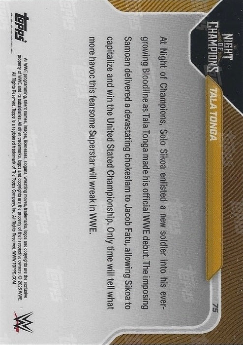 Tala Tonga Destructive Debut Turns the Tide in US Title Match trading card PW Catalog
