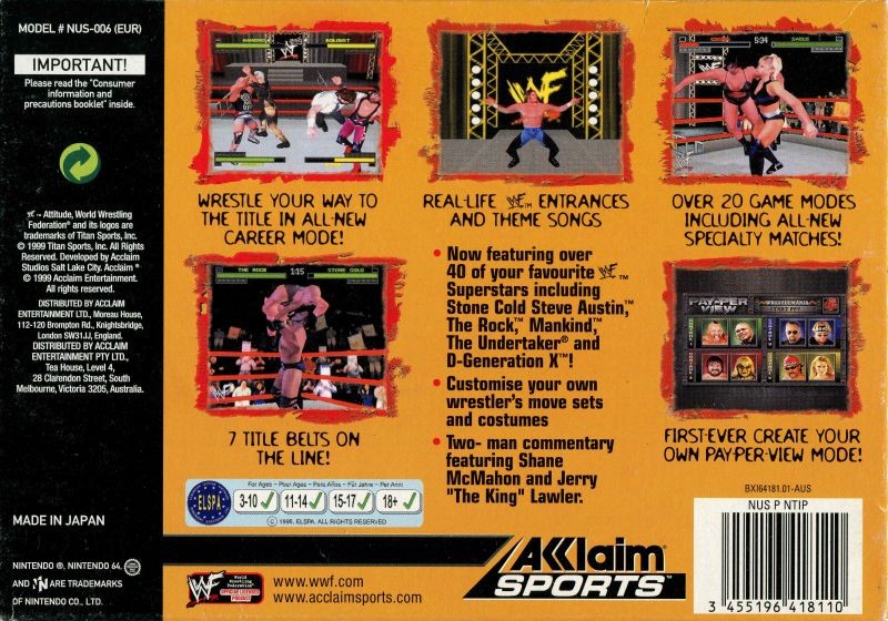 WWF Attitude [Nintendo 64] PWcatalog