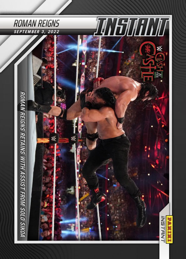 Roman Reigns – Roman Reigns Retains With Assist From Solo Sikoa trading card PW Catalog