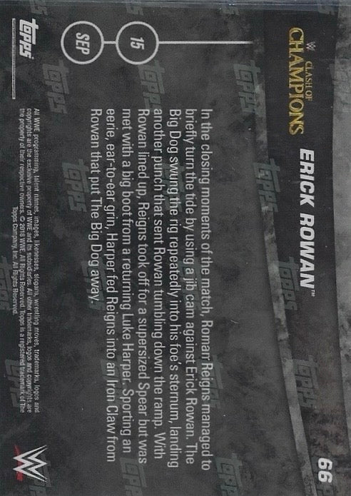 Erick Rowan DEF. Roman Reigns in a NO Disqualification Match trading card PW Catalog
