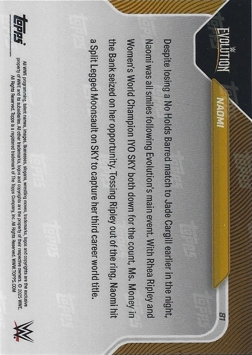 Naomi Heist! Cashes in to Become Women’s World Champion trading card PW Catalog
