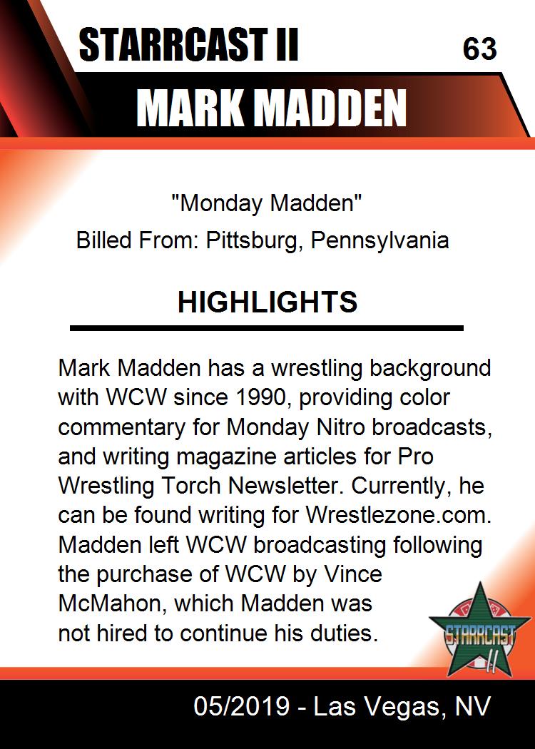 Mark Madden trading card PW Catalog