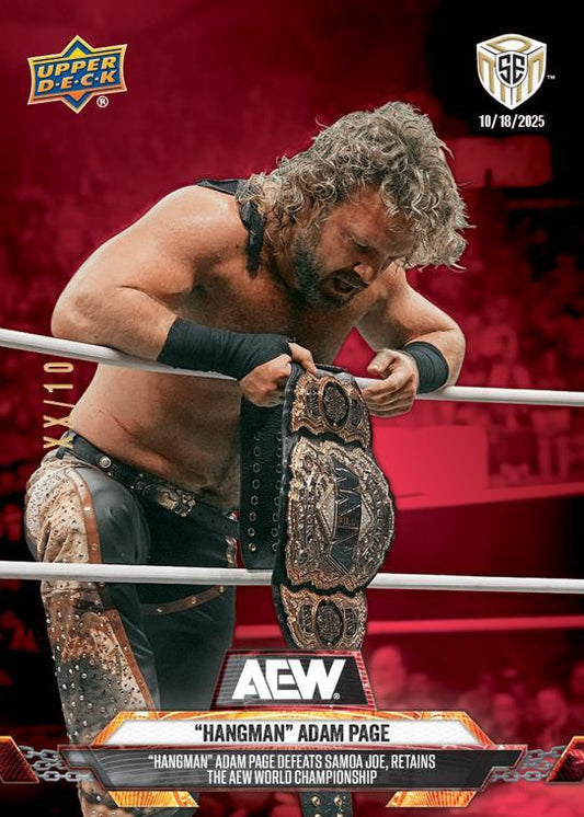 “Hangman” Adam Page – “Hangman” Adam Page Defeats Samoa JOE, Retains the AEW World Championship trading card PW Catalog