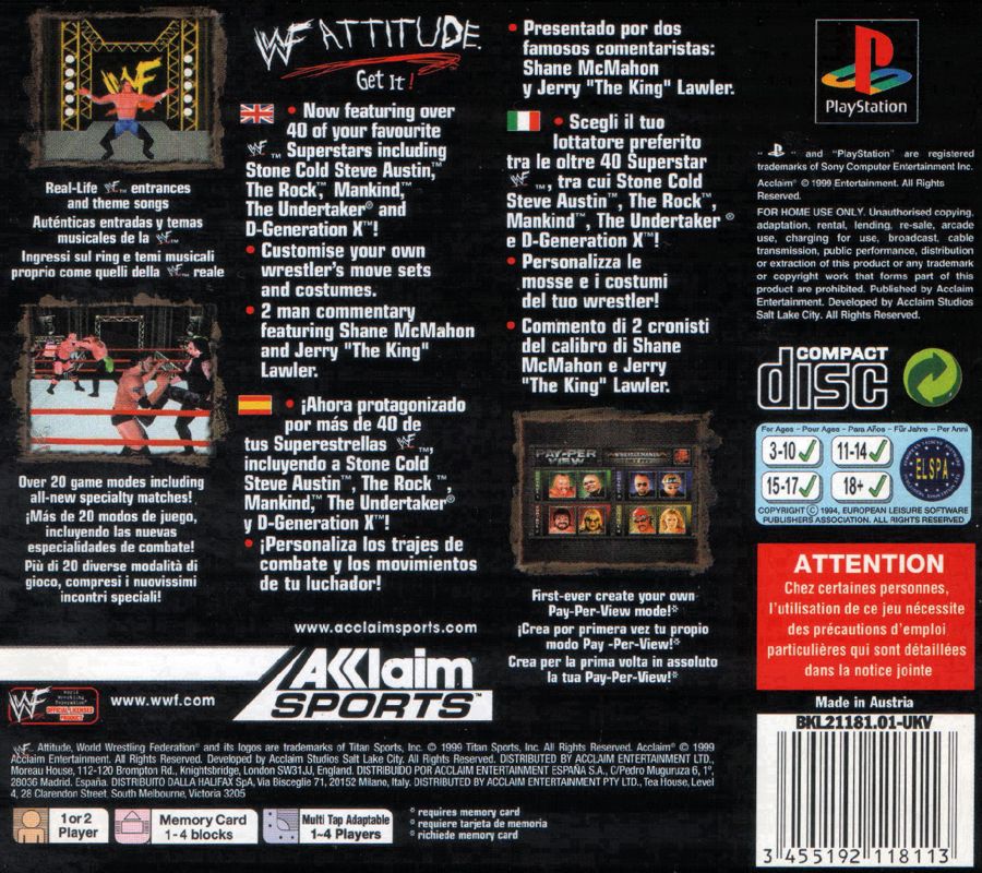 WWF Attitude [PlayStation] PWcatalog