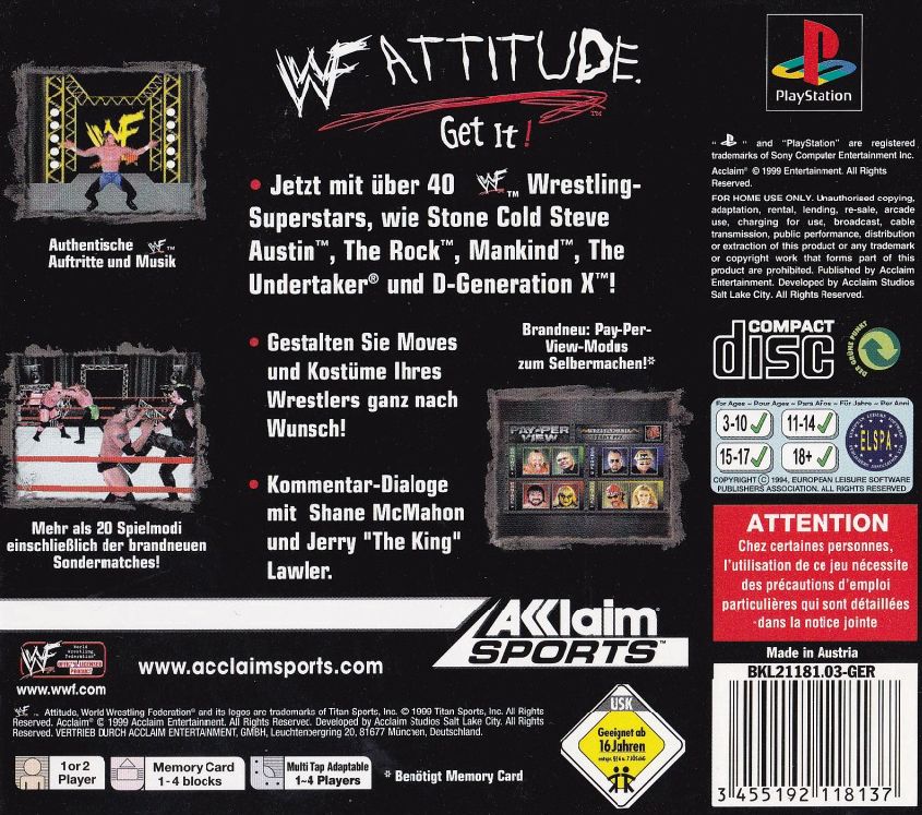 WWF Attitude [PlayStation] PWcatalog
