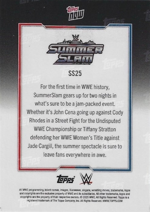 Summerslam New Jersey – Cena vs Rhodes trading card PW Catalog