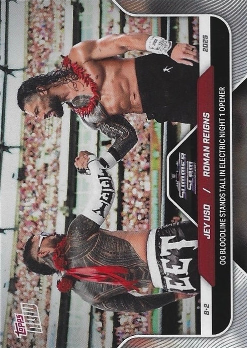 JEY USO / Roman Reigns OG Bloodline Stands Tall in Electric Night 1 Opener trading card PW Catalog