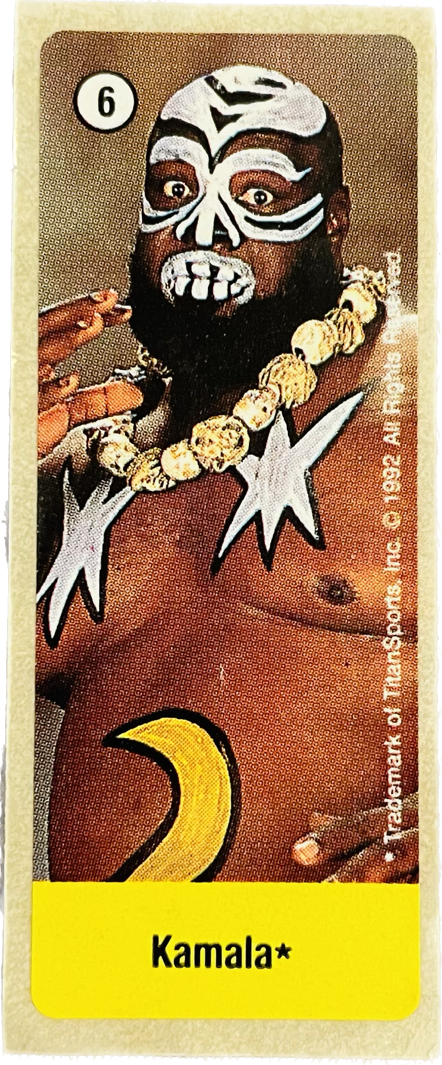 WWF Dunkin Bubble Gum Stickers (1992) No. 6 Kamala PW Catalog